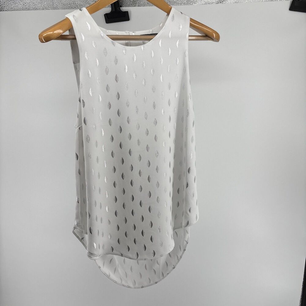 Brixon Ivy White Sleeveless Blouse With Silver Foil Accents Stitch Fix Medium